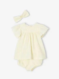 Ensemble 3 Pièces Bébé : Robe + Bloomer + Bandeau -Cyrillus || PETIT BATEAU || MINNIE Soldes Boutique ensemble 3 pieces bebe robe bloomer bandeau 1