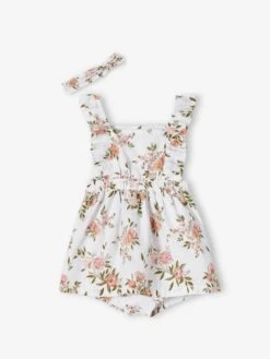 Ensemble 3 Pièces Bébé Robe, Bloomer Et Bandeau Assorti