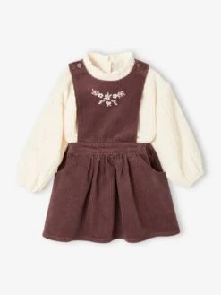 Ensemble Bébé Blouse Et Robe-tablier En Velours Côtelé -Cyrillus || PETIT BATEAU || MINNIE Soldes Boutique ensemble bebe blouse et robe tablier en velours cotele 2