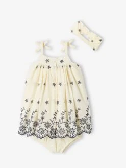 Ensemble Bébé Robe Brodée, Bloomer Et Bandeau Assorti -Cyrillus || PETIT BATEAU || MINNIE Soldes Boutique ensemble bebe robe brodee bloomer et bandeau assorti 2