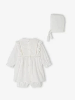 Ensemble De Cérémonie Bébé : Robe, Bloomer Et Béguin -Cyrillus || PETIT BATEAU || MINNIE Soldes Boutique ensemble de ceremonie bebe robe bloomer et beguin 6