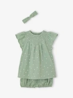 Ensemble En Gaze De Coton : Robe + Bloomer + Bandeau Bébé -Cyrillus || PETIT BATEAU || MINNIE Soldes Boutique ensemble en gaze de coton robe bloomer bandeau bebe 2