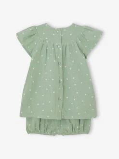 Ensemble En Gaze De Coton : Robe + Bloomer + Bandeau Bébé -Cyrillus || PETIT BATEAU || MINNIE Soldes Boutique ensemble en gaze de coton robe bloomer bandeau bebe 5