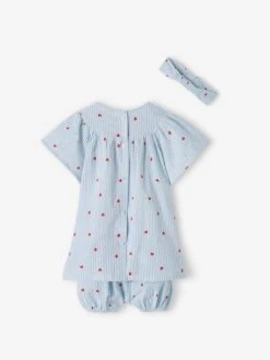 Ensemble En Seersucker Robe + Short + Bandeau Bébé -Cyrillus || PETIT BATEAU || MINNIE Soldes Boutique ensemble en seersucker robe short bandeau bebe 2
