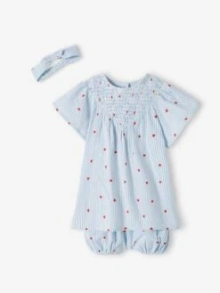 Ensemble En Seersucker Robe + Short + Bandeau Bébé -Cyrillus || PETIT BATEAU || MINNIE Soldes Boutique ensemble en seersucker robe short bandeau bebe 6