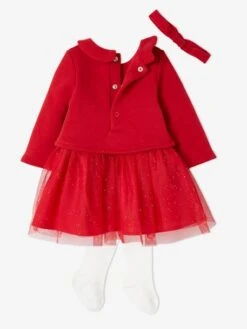 Ensemble Noël Bébé : Robe, Bandeau Et Collants -Cyrillus || PETIT BATEAU || MINNIE Soldes Boutique ensemble noel bebe robe bandeau et collants 1