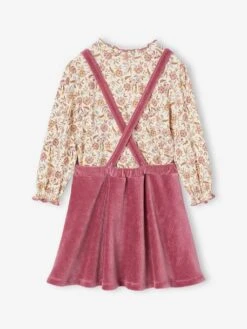 Ensemble Tee-shirt + Robe Tablier En Velours Côtelé Fille. -Cyrillus || PETIT BATEAU || MINNIE Soldes Boutique ensemble tee shirt robe tablier en velours cotele fille 1