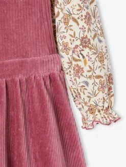 Ensemble Tee-shirt + Robe Tablier En Velours Côtelé Fille. -Cyrillus || PETIT BATEAU || MINNIE Soldes Boutique ensemble tee shirt robe tablier en velours cotele fille 5