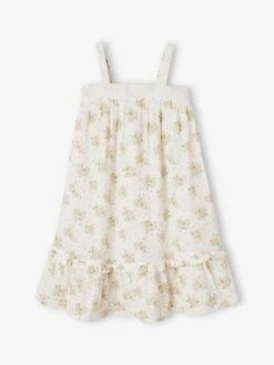 Robe à Bretelles Mi-longue En Gaze De Coton Fille Détail En Broderie Anglaise -Cyrillus || PETIT BATEAU || MINNIE Soldes Boutique robe a bretelles mi longue en gaze de coton fille detail en broderie anglaise 3