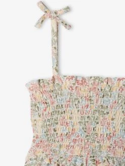 Robe à Bretelles Smockée Motifs Exotiques Fille -Cyrillus || PETIT BATEAU || MINNIE Soldes Boutique robe a bretelles smockee motifs exotiques fille 1