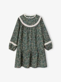 Robe à Fleurs Détails En Dentelle Fille -Cyrillus || PETIT BATEAU || MINNIE Soldes Boutique robe a fleurs details en dentelle fille 1