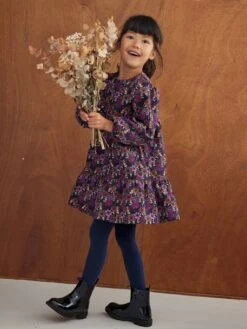 Robe à Fleurs En Velours Fille -Cyrillus || PETIT BATEAU || MINNIE Soldes Boutique robe a fleurs en velours fille 2