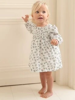 Robe à Smocks Bébé Fleuri -Cyrillus || PETIT BATEAU || MINNIE Soldes Boutique robe a smocks bebe fleuri 3