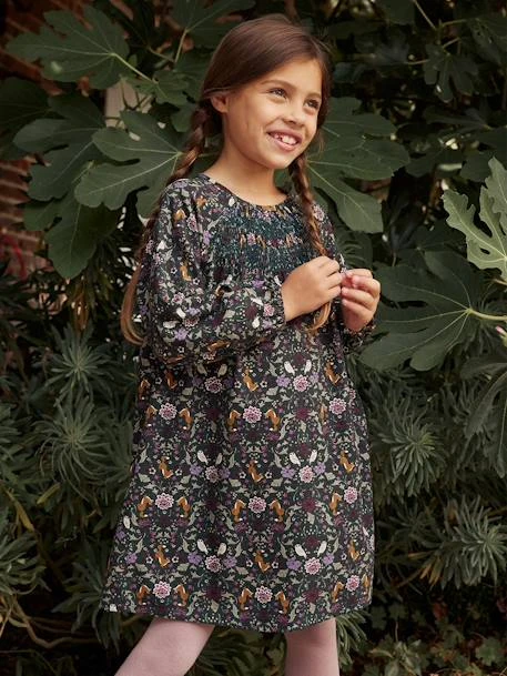 Robe à Smocks Motifs Forêt Enchantée Fille 4 Robe à Smocks Motifs Forêt Enchantée Fille – Image 2
