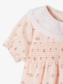 Robe à Smocks Naissance Col En Broderie Anglaise -Cyrillus || PETIT BATEAU || MINNIE Soldes Boutique robe a smocks naissance col en broderie anglaise 1