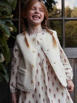 Robe à Volants En Velours Imprimé Fille -Cyrillus || PETIT BATEAU || MINNIE Soldes Boutique robe a volants en velours imprime fille 1