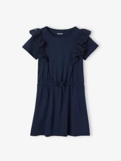 Robe Avec Volants En Broderie Anglaise Fille -Cyrillus || PETIT BATEAU || MINNIE Soldes Boutique robe avec volants en broderie anglaise fille 4