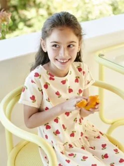 Robe Basics Imprimée Fille Manches Courtes -Cyrillus || PETIT BATEAU || MINNIE Soldes Boutique robe basics imprimee fille manches courtes 8