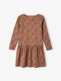 Robe Basics Imprimée Fille Manches Longues -Cyrillus || PETIT BATEAU || MINNIE Soldes Boutique robe basics imprimee fille manches longues 1