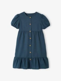 Robe Boutonnée En Coton/lin Fille -Cyrillus || PETIT BATEAU || MINNIE Soldes Boutique robe boutonnee en cotonlin fille 2