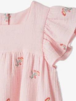 Robe Brodée Fleurs En Gaze De Coton Fille -Cyrillus || PETIT BATEAU || MINNIE Soldes Boutique robe brodee fleurs en gaze de coton fille 2