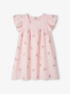 Robe Brodée Fleurs En Gaze De Coton Fille