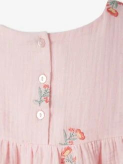 Robe Brodée Fleurs En Gaze De Coton Fille -Cyrillus || PETIT BATEAU || MINNIE Soldes Boutique robe brodee fleurs en gaze de coton fille 4