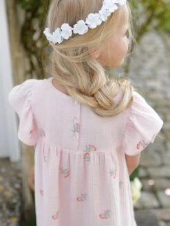 Robe Brodée Fleurs En Gaze De Coton Fille -Cyrillus || PETIT BATEAU || MINNIE Soldes Boutique robe brodee fleurs en gaze de coton fille 5