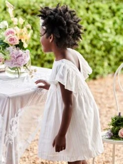 Robe Cérémonie Rayée Fil Brillant Fille -Cyrillus || PETIT BATEAU || MINNIE Soldes Boutique robe ceremonie rayee fil brillant fille 3