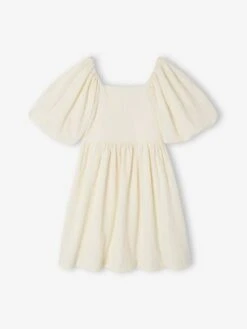 Robe Cérémonie Smocks Au Dos Fille En Tissu Reliéfé -Cyrillus || PETIT BATEAU || MINNIE Soldes Boutique robe ceremonie smocks au dos fille en tissu reliefe 2