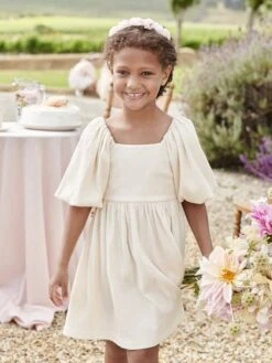 Robe Cérémonie Smocks Au Dos Fille En Tissu Reliéfé -Cyrillus || PETIT BATEAU || MINNIE Soldes Boutique robe ceremonie smocks au dos fille en tissu reliefe 5