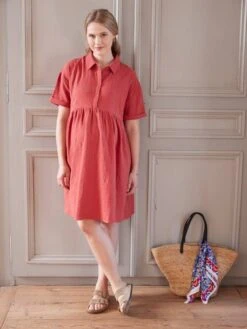 Robe-chemise Gaze De Coton Brodé Grossesse Et Allaitement -Cyrillus || PETIT BATEAU || MINNIE Soldes Boutique robe chemise gaze de coton brode grossesse et allaitement 3