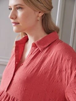 Robe-chemise Gaze De Coton Brodé Grossesse Et Allaitement -Cyrillus || PETIT BATEAU || MINNIE Soldes Boutique robe chemise gaze de coton brode grossesse et allaitement 4