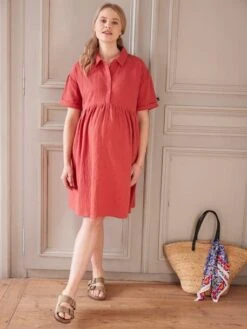 Robe-chemise Gaze De Coton Brodé Grossesse Et Allaitement -Cyrillus || PETIT BATEAU || MINNIE Soldes Boutique robe chemise gaze de coton brode grossesse et allaitement 5
