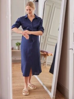 Robe-chemise Longue Gaze De Coton Grossesse Et Allaitement 14 Robe-chemise Longue Gaze De Coton Grossesse Et Allaitement -Cyrillus || PETIT BATEAU || MINNIE Soldes Boutique robe chemise longue gaze de coton grossesse et allaitement 3
