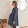 Robe Col Claudine Volanté Grossesse Et Allaitement Jean Denim -Cyrillus || PETIT BATEAU || MINNIE Soldes Boutique robe col claudine volante grossesse et allaitement jean denim