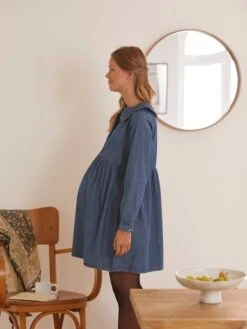 Robe Col Claudine Volanté Grossesse Et Allaitement Jean Denim