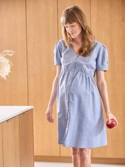 Robe Courte Boutonnée Coton Flammé Uni Grossesse Et Allaitement 7 Robe Courte Boutonnée Coton Flammé Uni Grossesse Et Allaitement -Cyrillus || PETIT BATEAU || MINNIE Soldes Boutique robe courte boutonnee coton flamme uni grossesse et allaitement 1