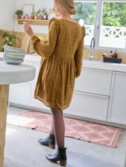 Robe Courte Carreaux Irisés Grossesse Et Allaitement -Cyrillus || PETIT BATEAU || MINNIE Soldes Boutique robe courte carreaux irises grossesse et allaitement 2