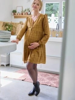 Robe Courte Carreaux Irisés Grossesse Et Allaitement -Cyrillus || PETIT BATEAU || MINNIE Soldes Boutique robe courte carreaux irises grossesse et allaitement 4