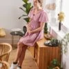 Robe Courte En Crêpe Imprimé Grossesse Et Allaitement 1 Robe Courte En Crêpe Imprimé Grossesse Et Allaitement -Cyrillus || PETIT BATEAU || MINNIE Soldes Boutique robe courte en crepe imprime grossesse et allaitement
