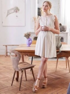 Robe Courte En Maille Et Broderie Anglaise Grossesse Et Allaitement