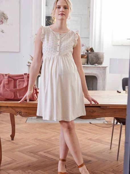 Robe Courte En Maille Et Broderie Anglaise Grossesse Et Allaitement 6 Robe Courte En Maille Et Broderie Anglaise Grossesse Et Allaitement – Image 4