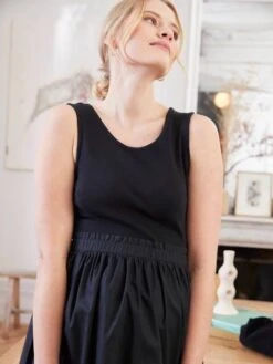 Robe Courte Sans Manches Bi-matière De Grossesse