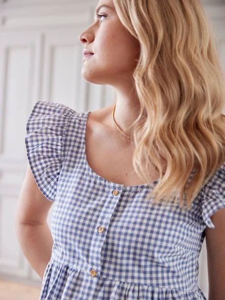 Robe Courte Vichy Sans Manches Grossesse Et Allaitement 4 Robe Courte Vichy Sans Manches Grossesse Et Allaitement – Image 2