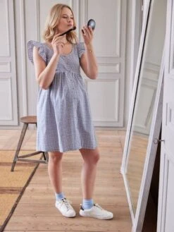 Robe Courte Vichy Sans Manches Grossesse Et Allaitement 12 Robe Courte Vichy Sans Manches Grossesse Et Allaitement -Cyrillus || PETIT BATEAU || MINNIE Soldes Boutique robe courte vichy sans manches grossesse et allaitement 3