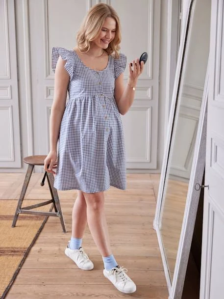 Robe Courte Vichy Sans Manches Grossesse Et Allaitement 3 Robe Courte Vichy Sans Manches Grossesse Et Allaitement