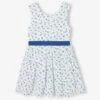 Robe De Cérémonie à Fleurs Et Plumetis Fille Ceinture Nouée Au Dos -Cyrillus || PETIT BATEAU || MINNIE Soldes Boutique robe de ceremonie a fleurs et plumetis fille ceinture nouee au dos