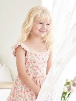 Robe De Cérémonie à Fleurs Fille Bretelles Volantées -Cyrillus || PETIT BATEAU || MINNIE Soldes Boutique robe de ceremonie a fleurs fille bretelles volantees 3