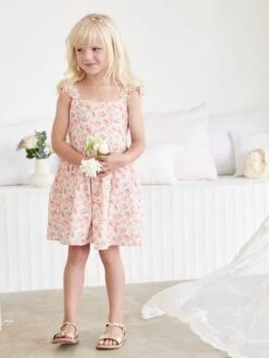Robe De Cérémonie à Fleurs Fille Bretelles Volantées -Cyrillus || PETIT BATEAU || MINNIE Soldes Boutique robe de ceremonie a fleurs fille bretelles volantees 4